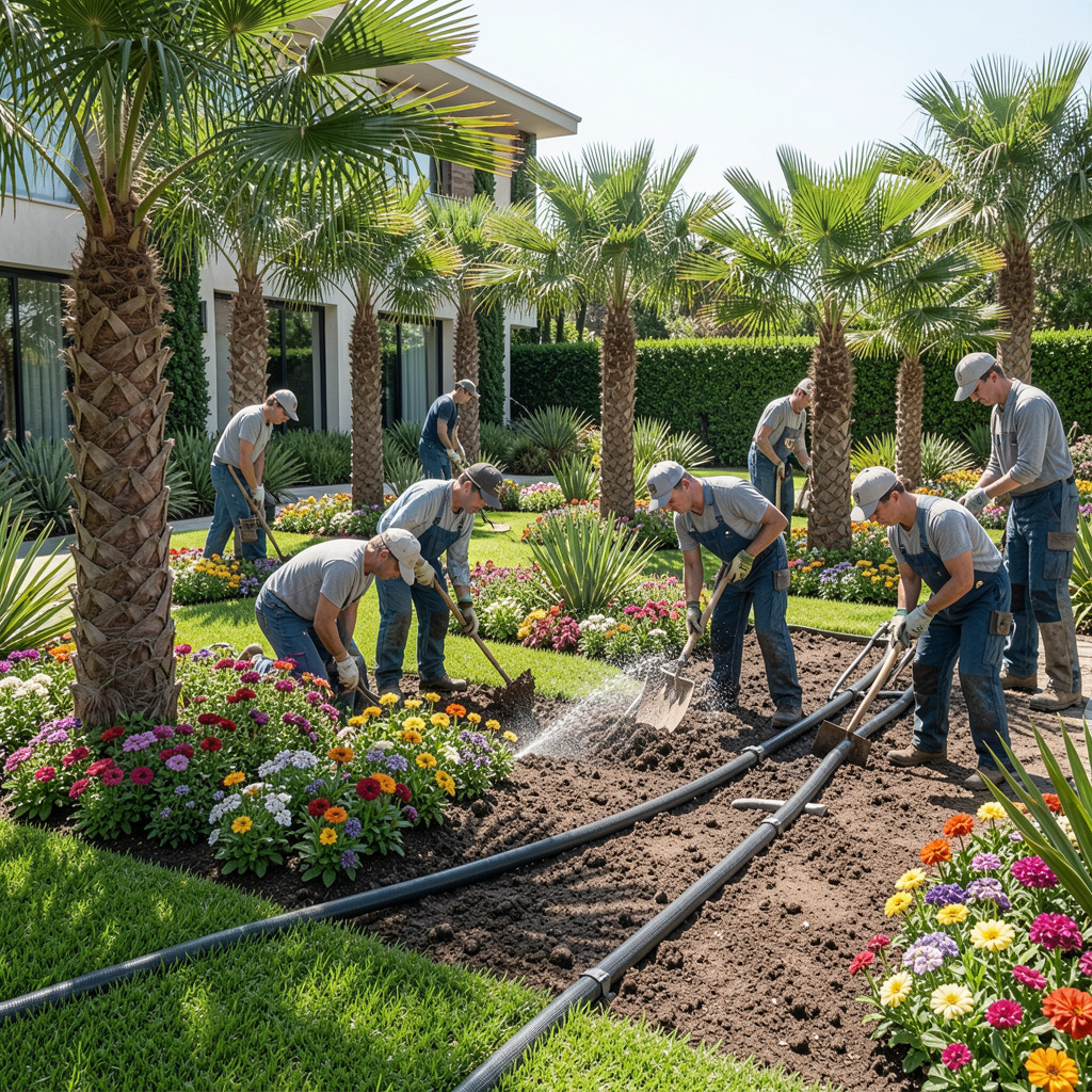 freepik team of professional gardeners planting palm trees 46135