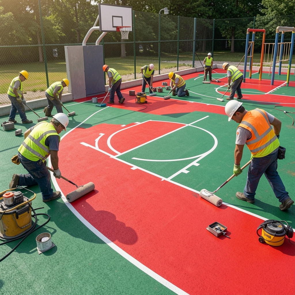 ملاعب وأرضيات اكريليك ومطاط