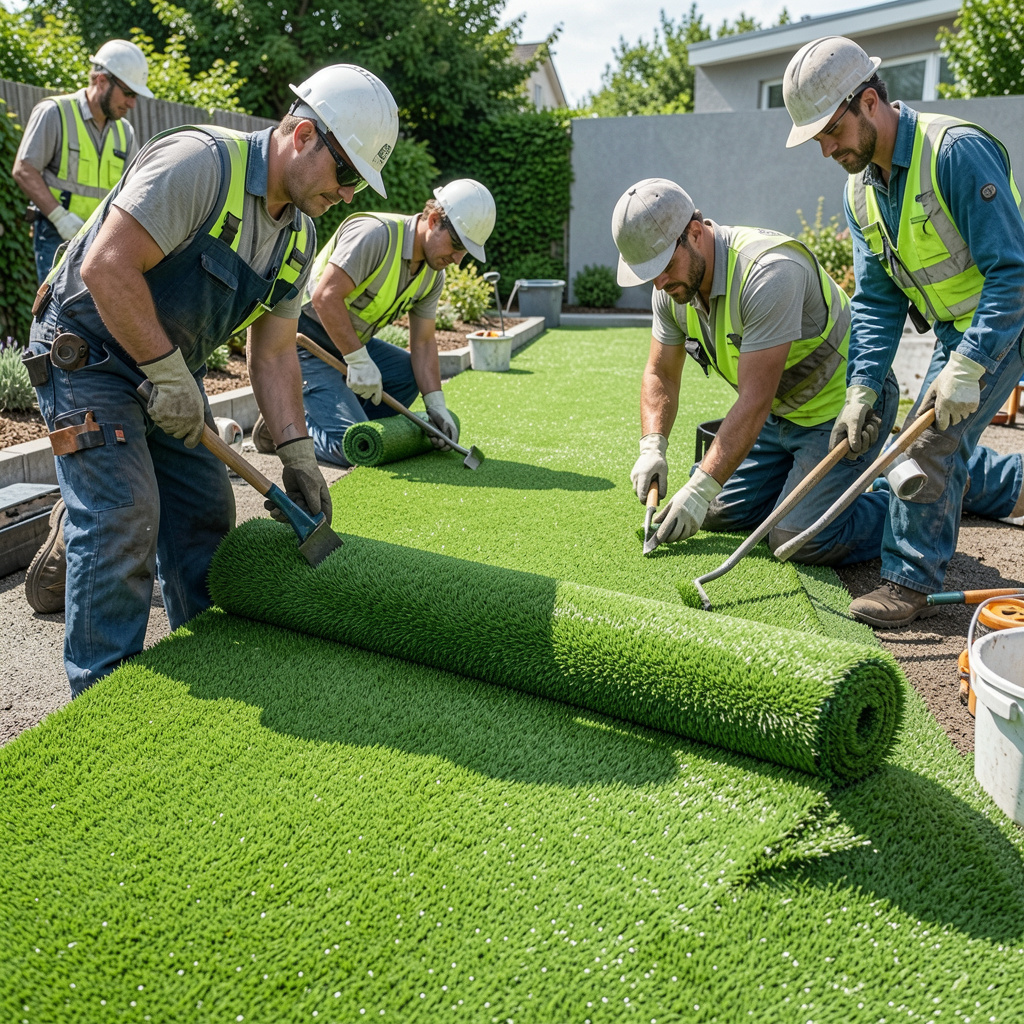 freepik team of workers supplying and installing artificia 46150